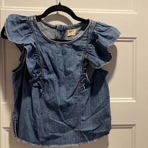 GAP Denim Ruffle Sleeve Blouse